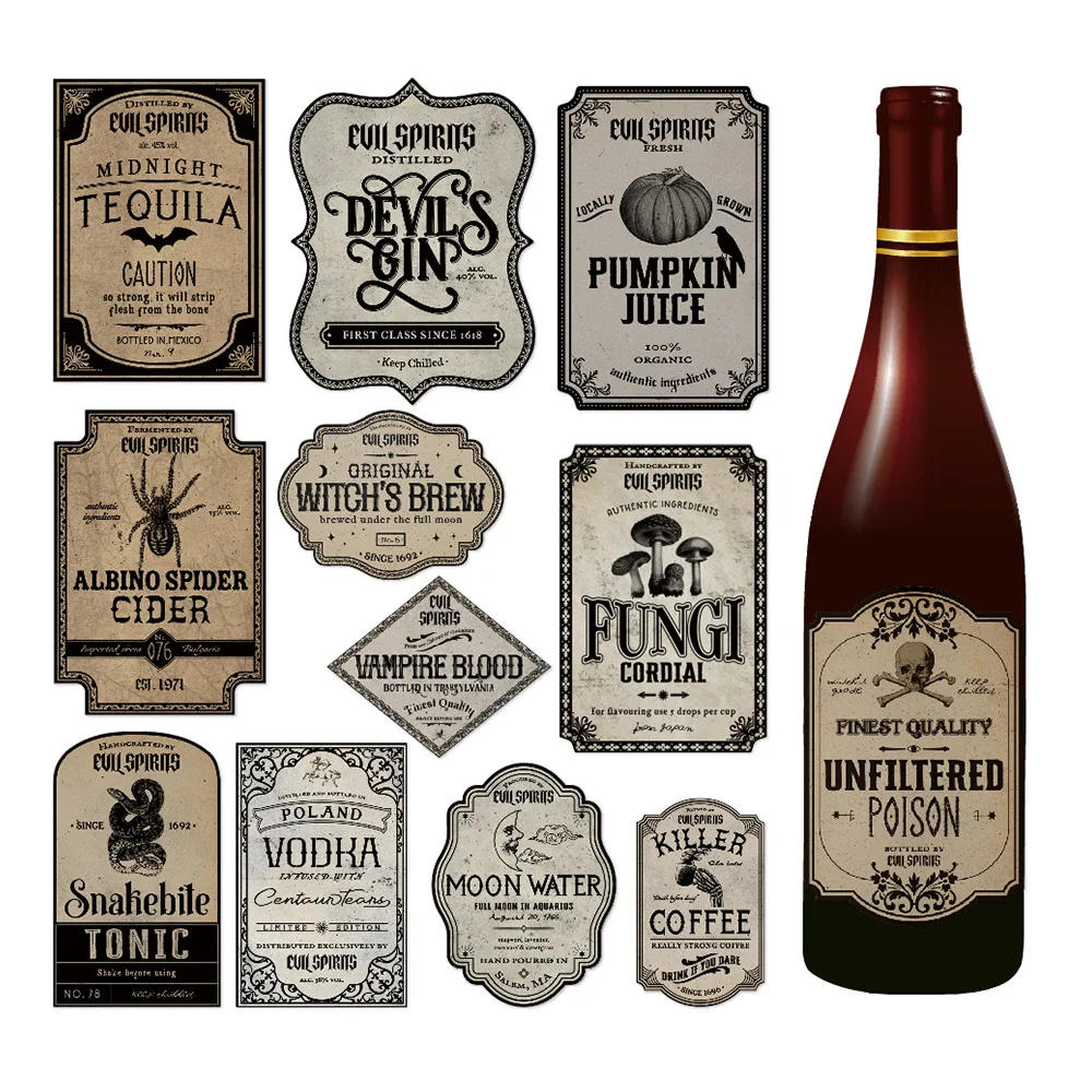 

Хэллоуинские наклейки на бутылки вина PartiesTour