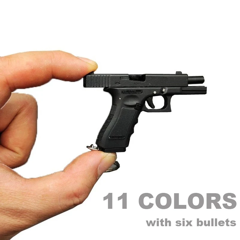 

Mini Metal Glock Keychain Pisto With Bullet Clip Desert Eagle G17 9mm Slide Pendant Gun Model Shell Ejection Free Assembly Toy
