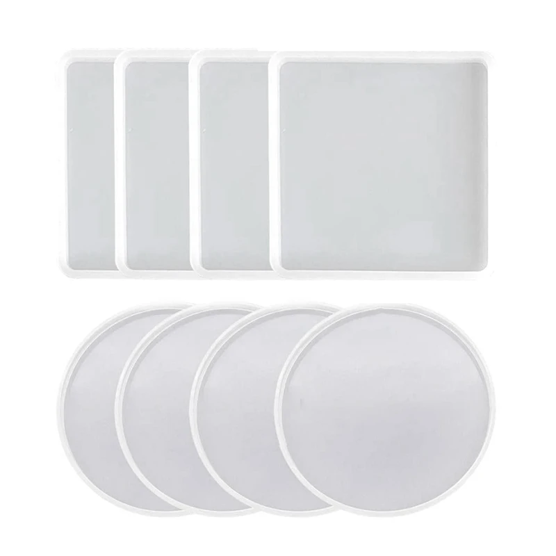 

Promotion! 8 Pack Coaster Molds For Resin Casting,For Making Coasters, Coaster Molds For Resin Casting,DIY Resin Artwork,Home De