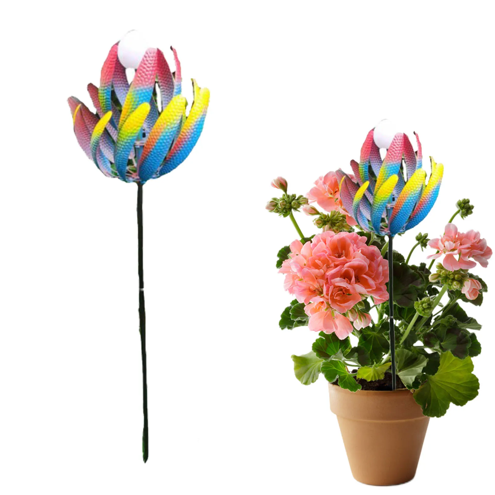 

Garden Art Wind Spinners Colorful Wind Spinner For Yard Metal Spinners Windmills With Wind Powered Light Outdoor Colorful Garden