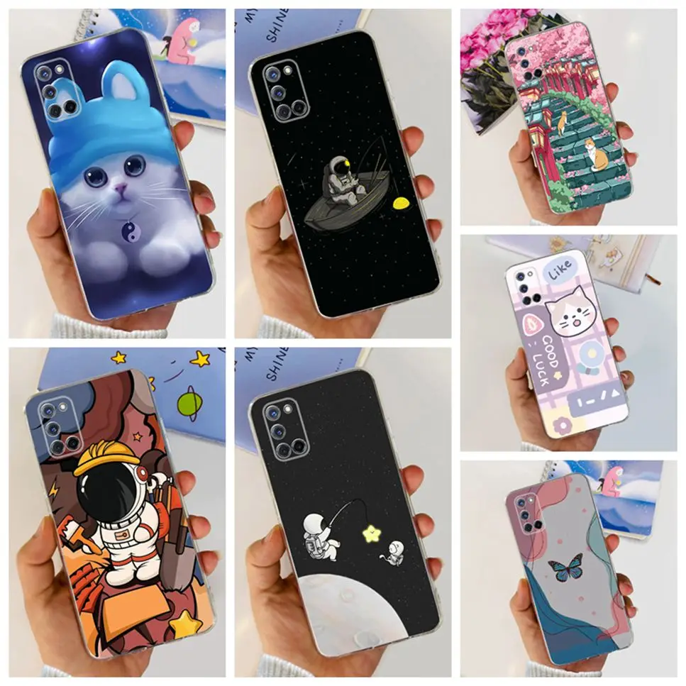 Мягкая силиконовая задняя крышка из ТПУ для Oppo A52 с рисунком астронавта кошки OPPO A