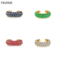 tiande silver color gold plated ear cuff for women colour zircon fake piercing clip on earrings 2022 fashion jewelry wholesale