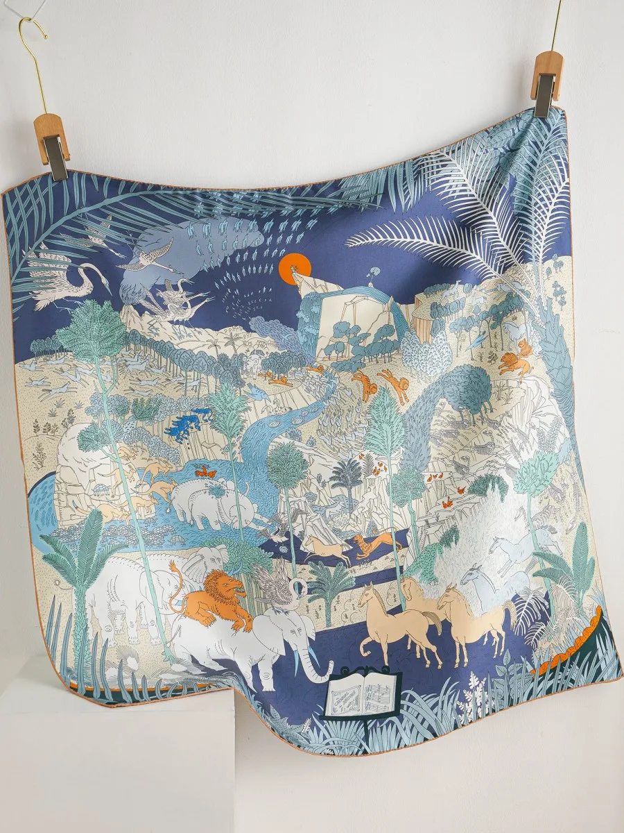 Женский саржевый шарф из шелка тутового шелкопряда квадратные банданы большой