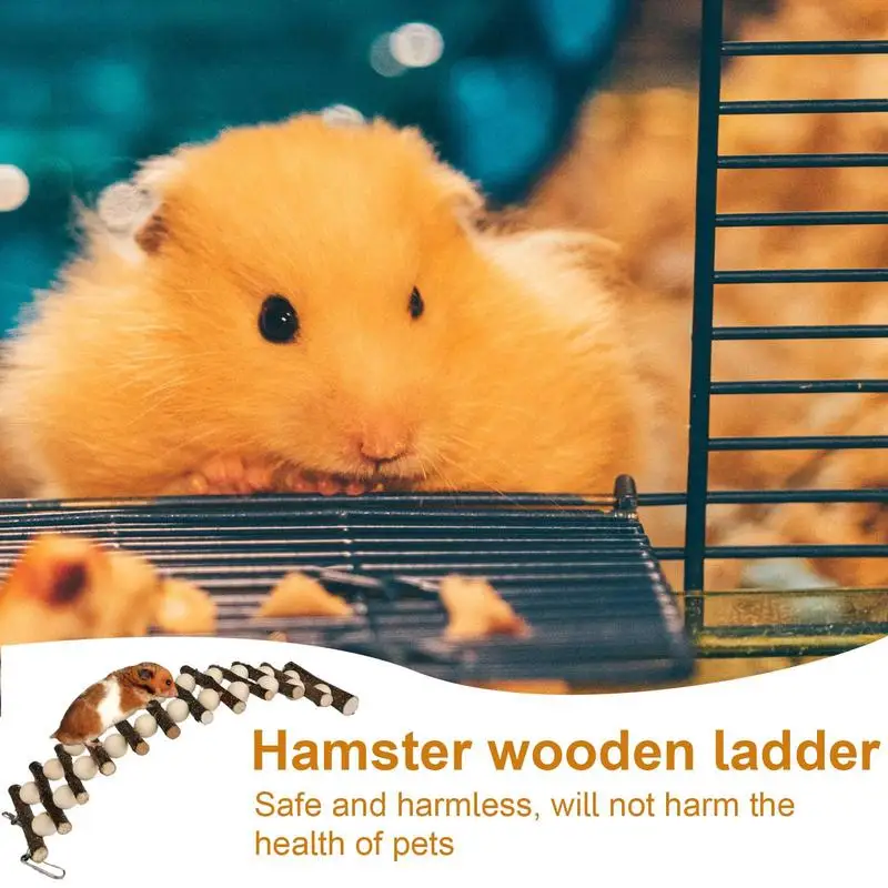 

Wood Hamster Ladder Small Animal Chew Toy Wooden Ladder Bridge Wooden Pet Ladder Bridge Hamster Climbing Toy For Hamster Mice