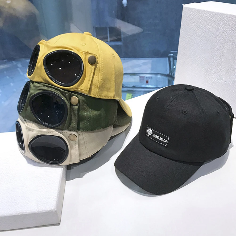 

Outdoor Sunscreen Sunhat Hip Hop Baseball Cap Pilot Glasses Hat Unisex Sunglasses Cap Glasses Baseball Cap