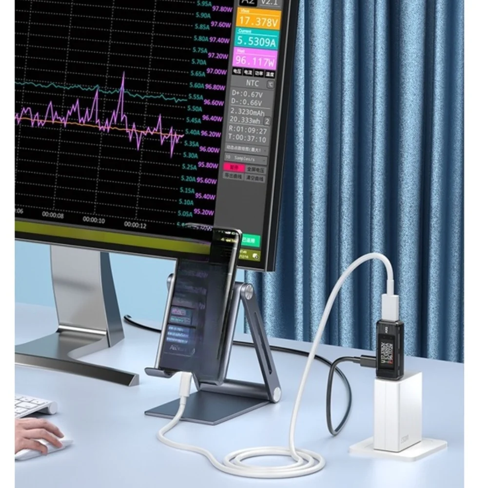Фото Измеритель напряжения и тока USB 8A 120W для быстрой зарядки, с функцией мониторинга данных о мощности в реальном времени №4