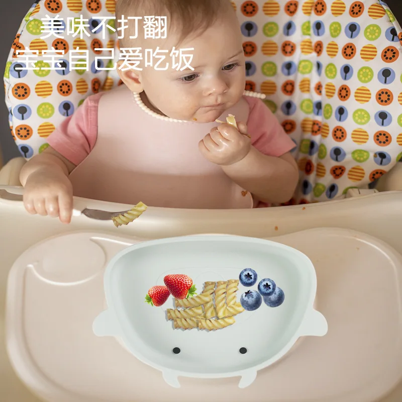 

Silica gel tableware children's plate baby side food bowl suction bowl baby plate cute baby plate baby bowl