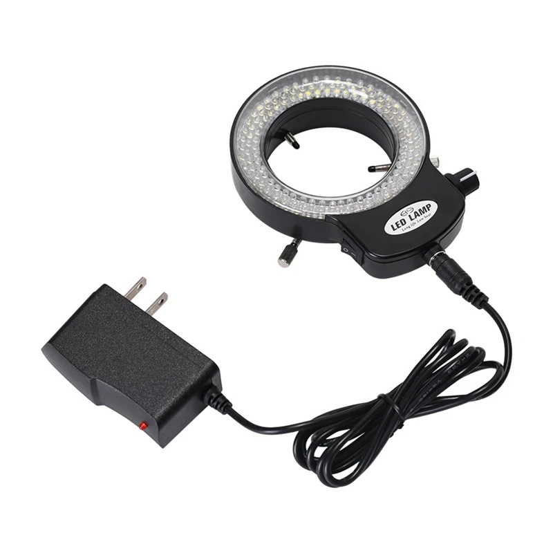 

Microscope Camera Ring Light 144LED Beads Light Source Brightness Adjustable Control Shadowless Lighting US Plug