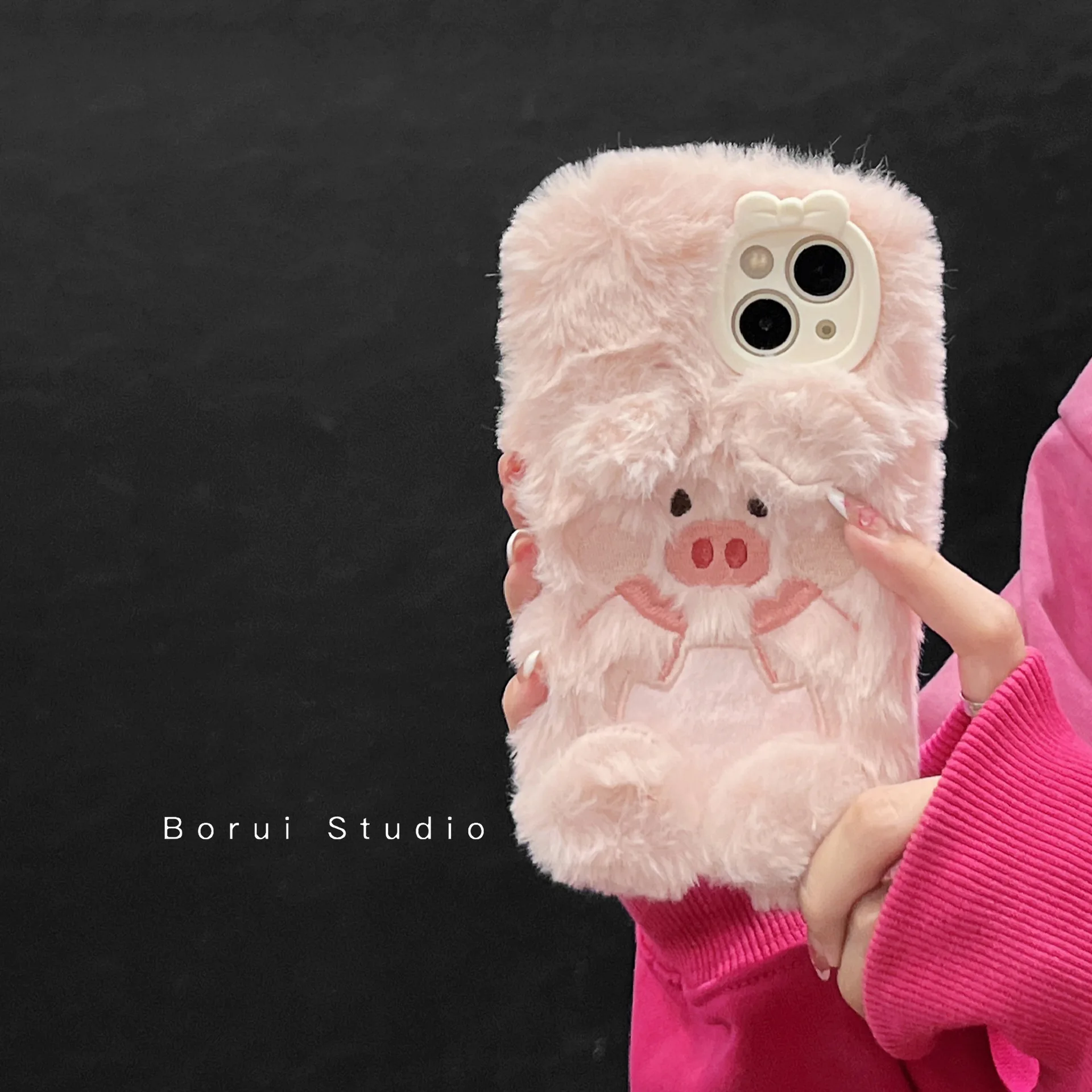 

New plush lovely pink pig pig iphone14promax Apple 13 mobile phone case new 12 female 14 soft shell protective case
