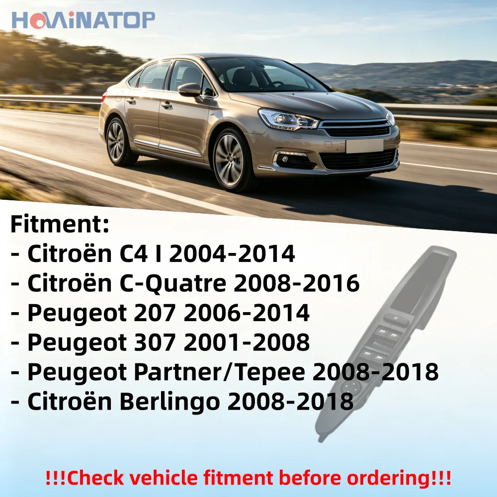 HOWINATOP 9651464577 6554.HA Главный переключатель стеклоподъемника 6+3 контакта с функцией складывания зеркал для Citroen C4 Peugeot 207, замена OEM (art.: 3920db4e8b3de) - 3920db4e8b3de