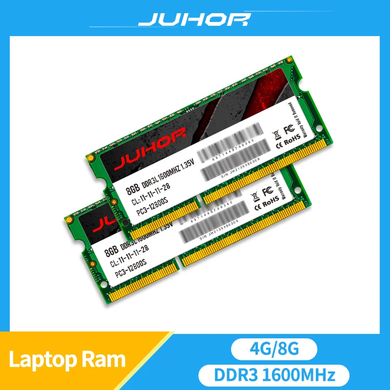 

JUHOR Wholesale Laptop Ram 4GB DDR3 8GB 1600MHZ Memory Notebook Sodimm Memoria