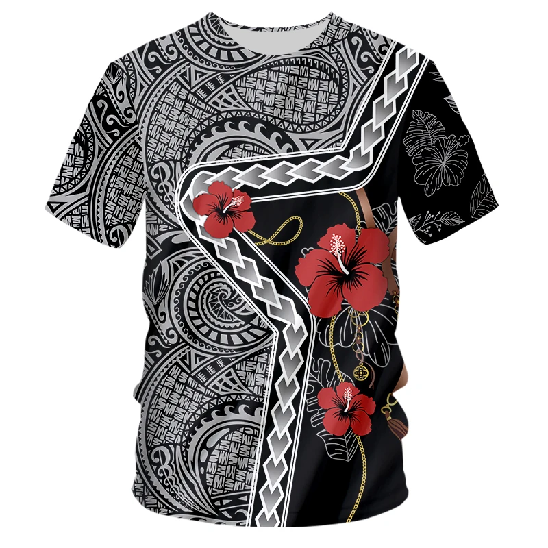 

Men's Polynesian 3D O-neck Short Sleeve T-shirt Casual Versatile Hip Hop Couple Fashion Punk Quality Shirt Summer New