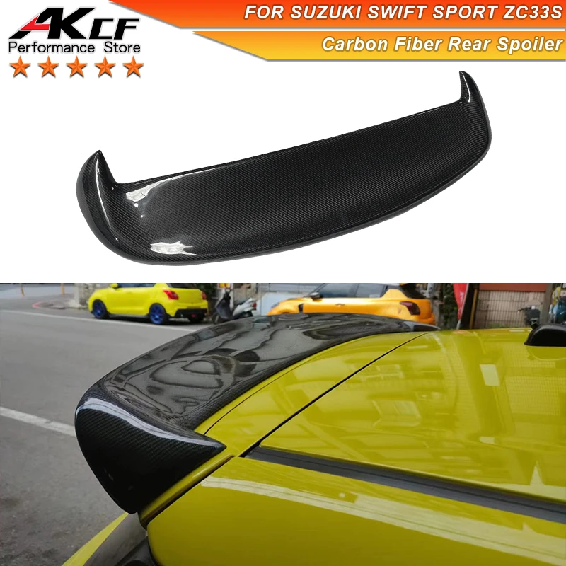 Real Carbon Fiber ZC33S Rear Spoiler For Suzuki SWIFT Sport ZC33S 2017-2022 Upgrade Modification Roof Spoiler Wing Auto Parts