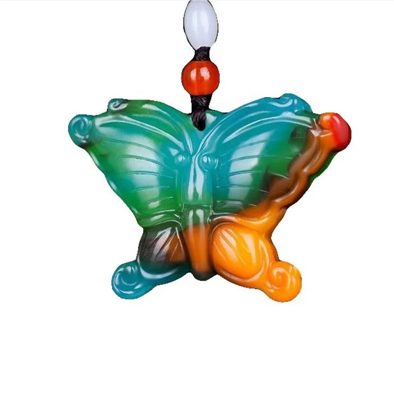 

Ожерелье с нефритовой бабочкой, подвеска, цветные ювелирные изделия, дизайнерские талисманы, настоящие подвески, амулеты, роскошный драгоц...
