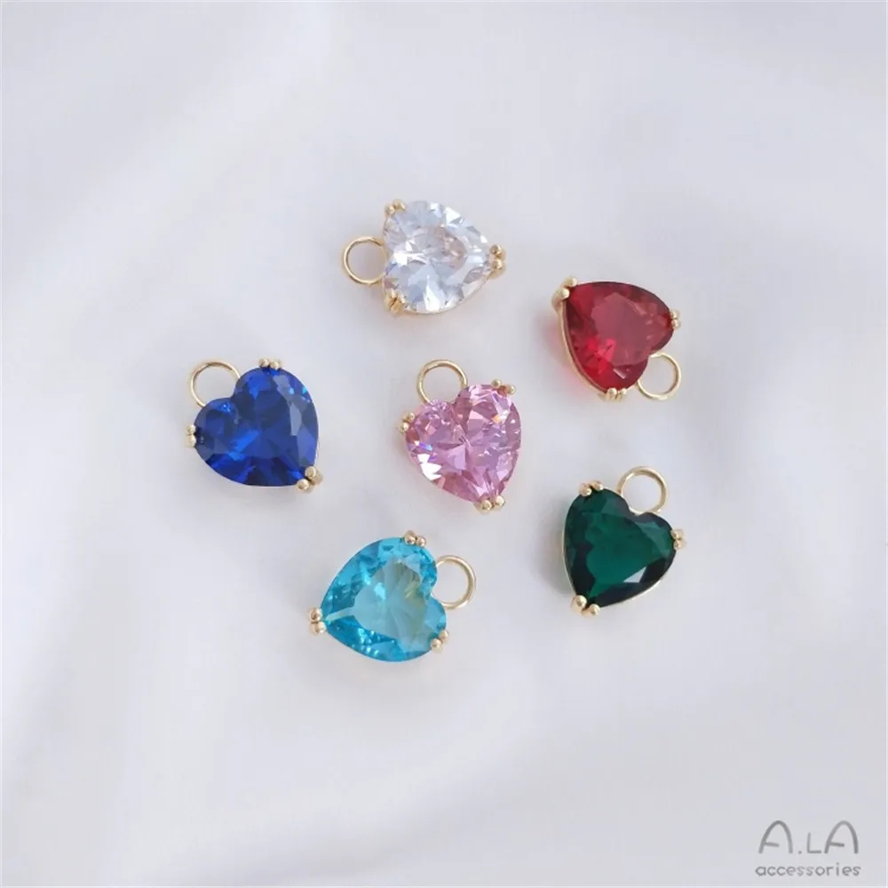 

Zircon heart 14K gold color zirconium heart pendant DIY necklace pendant earrings pendant
