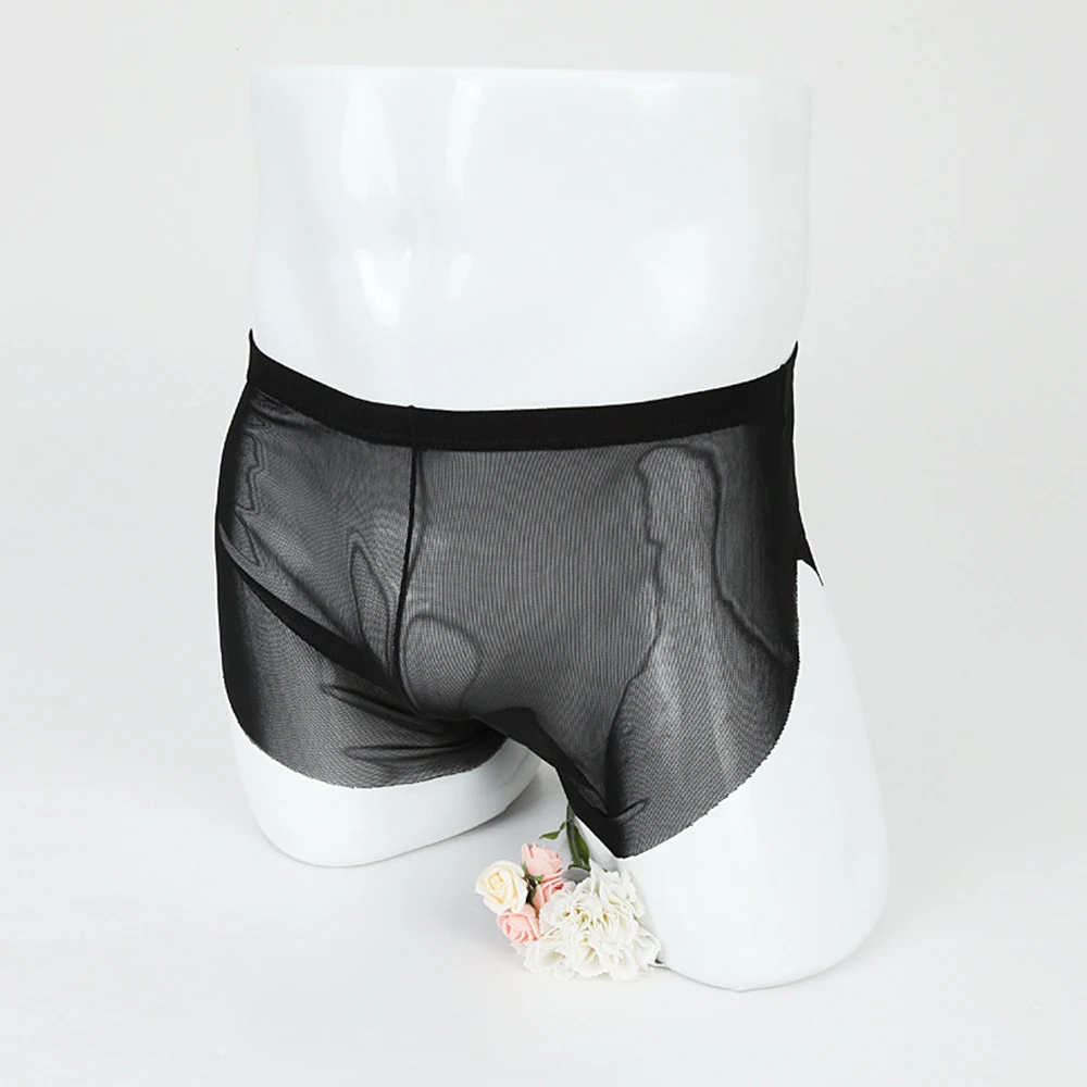 

Men Casual See Through Lounge Sexy Boxer Shorts Arrow Home Pajamas Pants Briefs Daily Loose Mesh Underwear Perspective Underpant