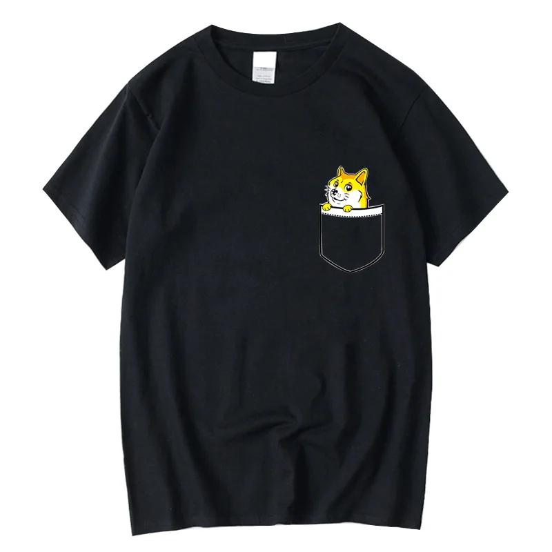 

XINYI Men's Top Quality T-shirt 100% cotton funny pocket dog printed Summer fashion and leisure cool men tshirt male t-shirt tee