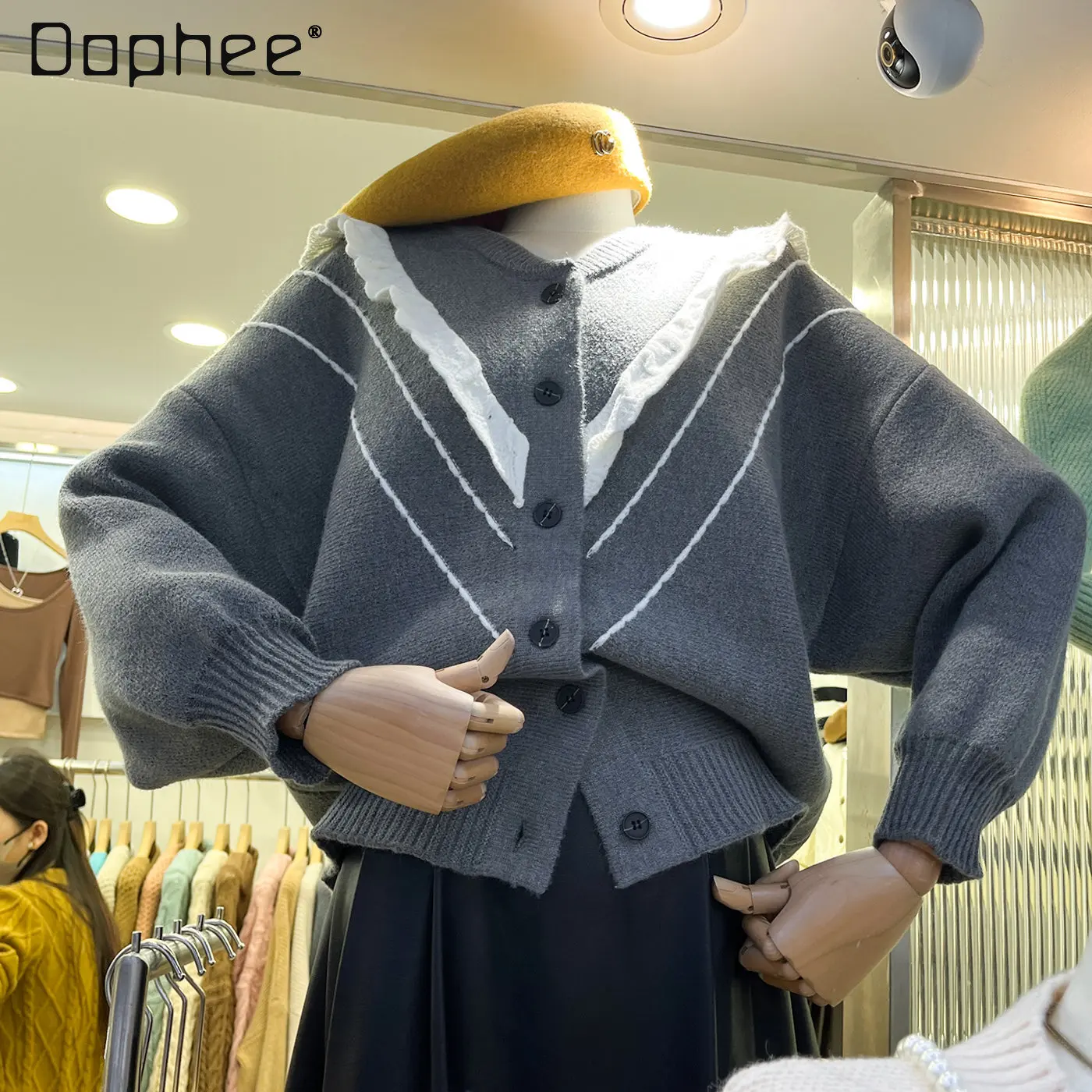 

Мягкий и удобный вязаный кардиган, пальто, Женский Зимний новый свитер с деревянными ушками, топ для дам, свитер с круглым вырезом