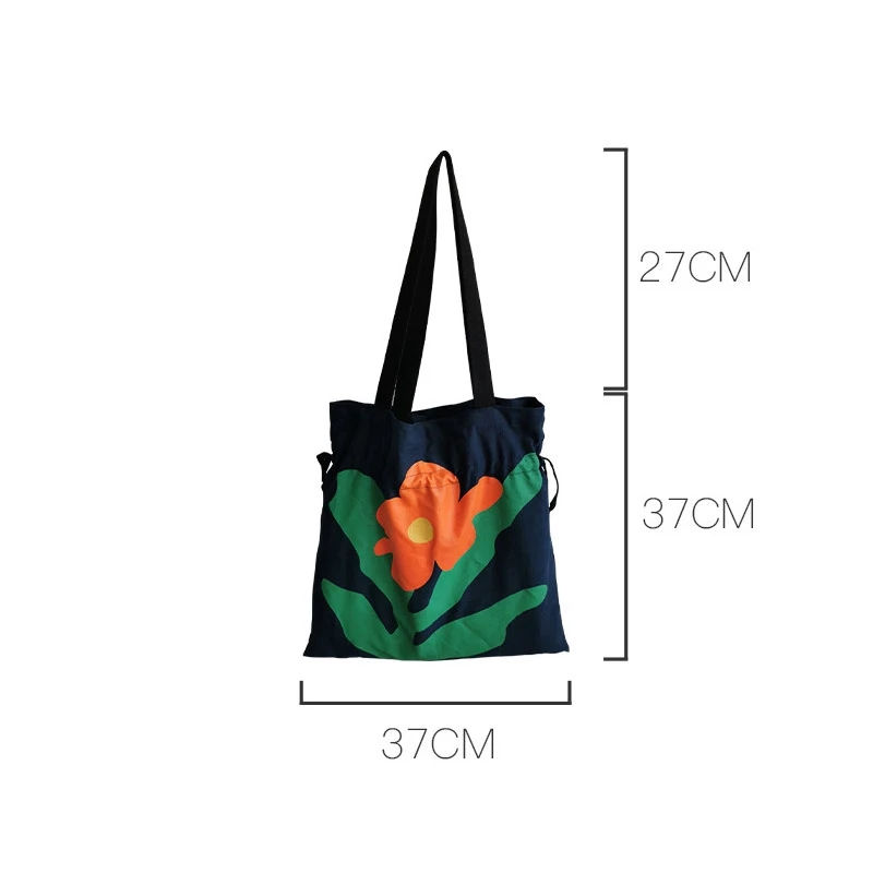 Women's Drawstring Shoulder Tote Bag Creative Casual Large Capacity Shopper Canvas Bag Simple Trendy Underarm Bag