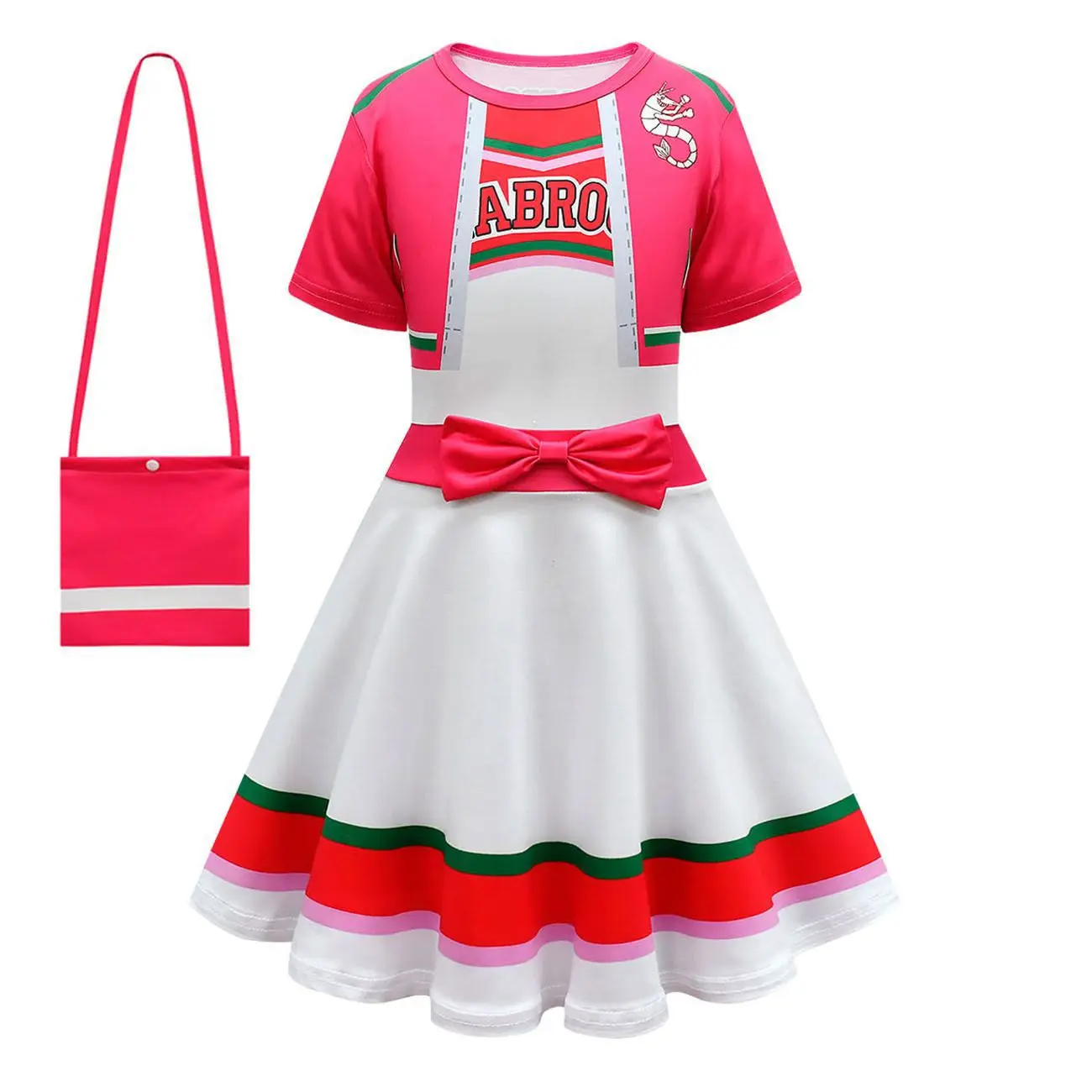 

Kids Halloween Zombie High School Cosplay Costume Girls Cheerleader Dress Bow Short Sleeve Summer Performance Party Clothing