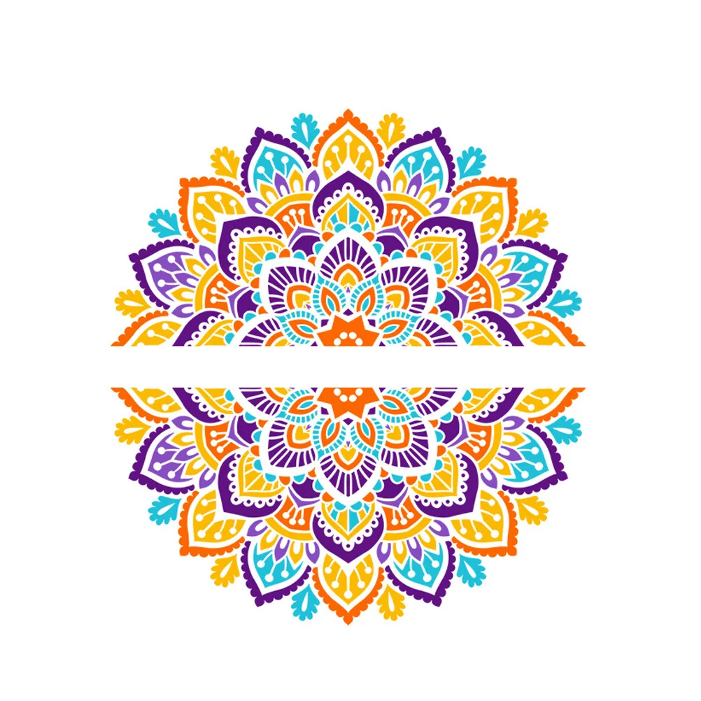 

2 Sheets Removable Stickers Mandala Flower Wall Self-adhesive Window Mural 57x28.5cm Accessory Colorful Pvc Room Decal