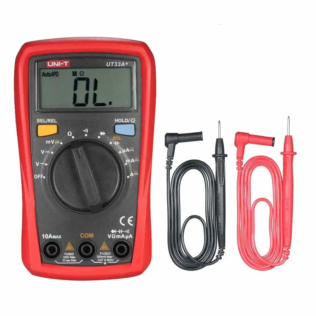 

UNI-T UT33A+ Digital Multimeter Auto Range Palm Size 200mV-600V 10A AC DC Voltmeter Ammeter Resistance Capatitance Tester