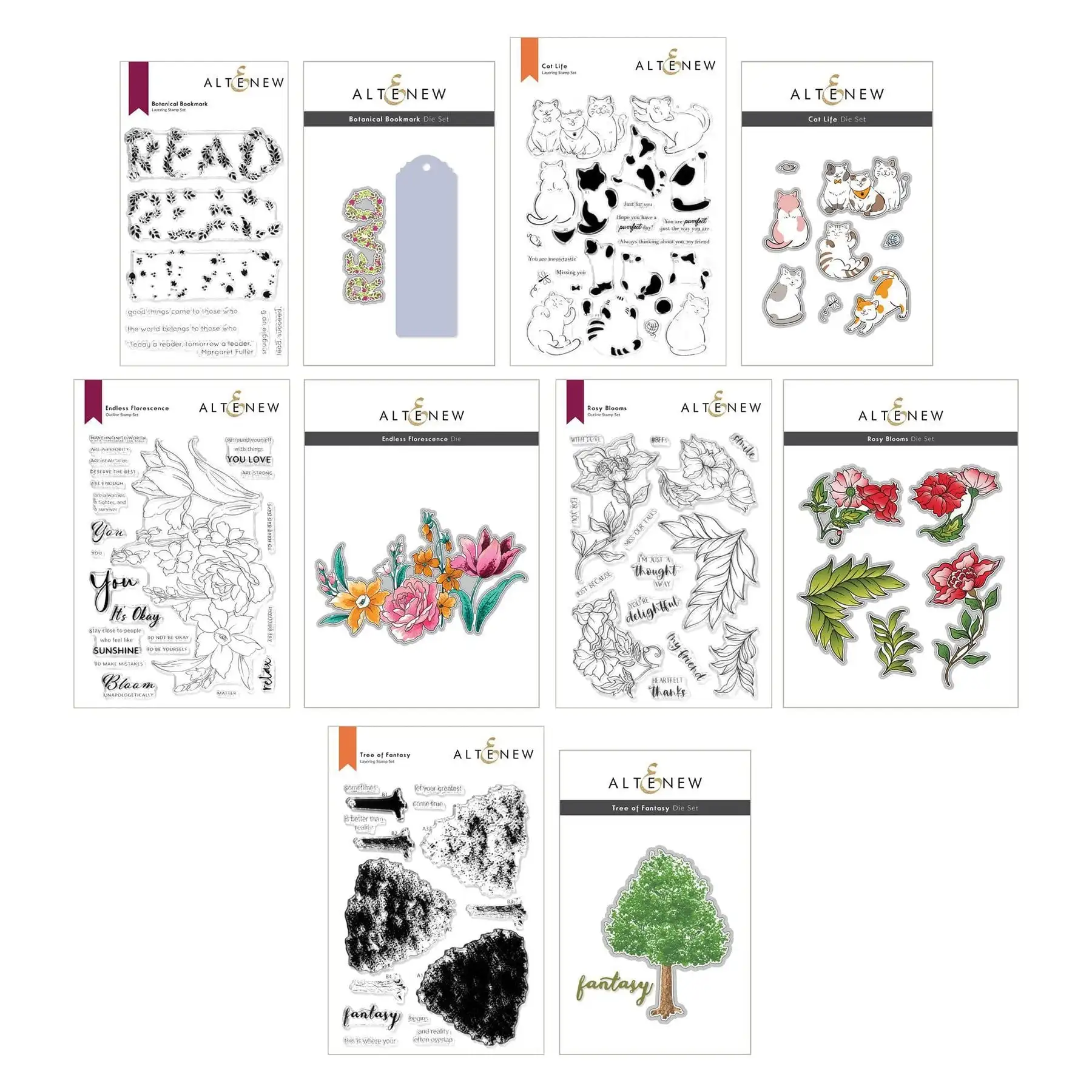 

Diy Paper Craft Cards Coloring Stencils Cat Fancy Botanical Bookmark Kisses Flower Tree Rosy Blooms Metal Cutting Dies Stamp Set
