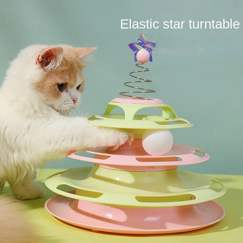 

Cats Toys Ball Tower and Track Interactive Toys Latest 4 Level Interactive Pet Toys for Kittens Chase Healthy Physical Exercise