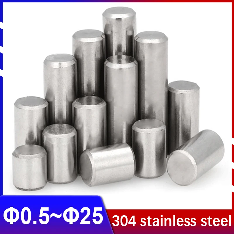 

304 Stainless Steel Cylindrical Pin Locating Dowel Fixed Shaft Solid Rod GB119 4~120mm M0.8 M1 M1.5 M2 M2.5 M3 M4 M5 M6 M8 ~M25