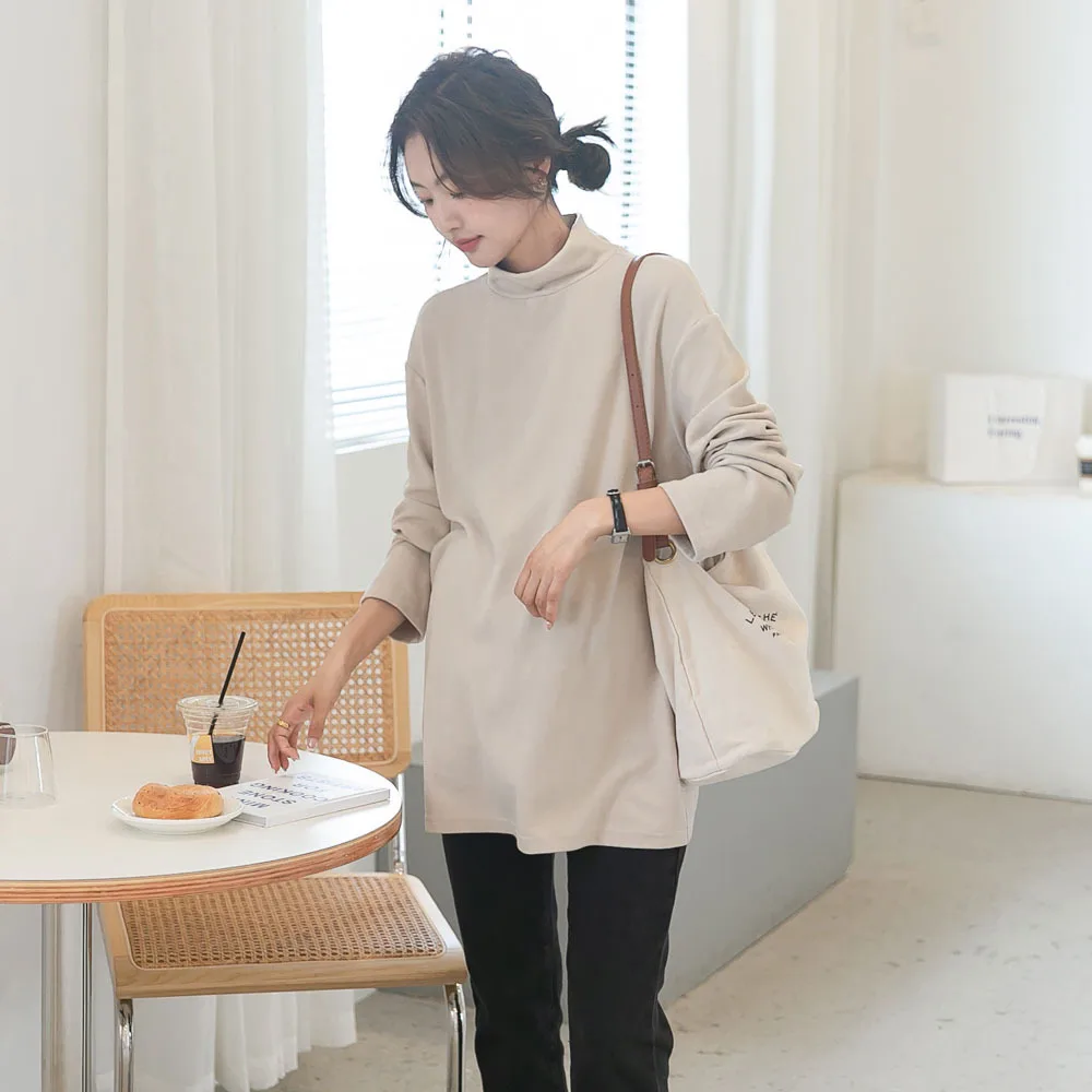 Maternity Sweatshirt Women Solid Color High Collar Maternity Long Sleeves Hooded Pregnant Women Long Sleeve Sweater enlarge