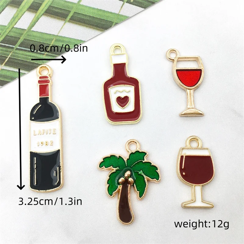 10 шт. милые эмалированные подвески в виде бутылки красного вина для изготовления