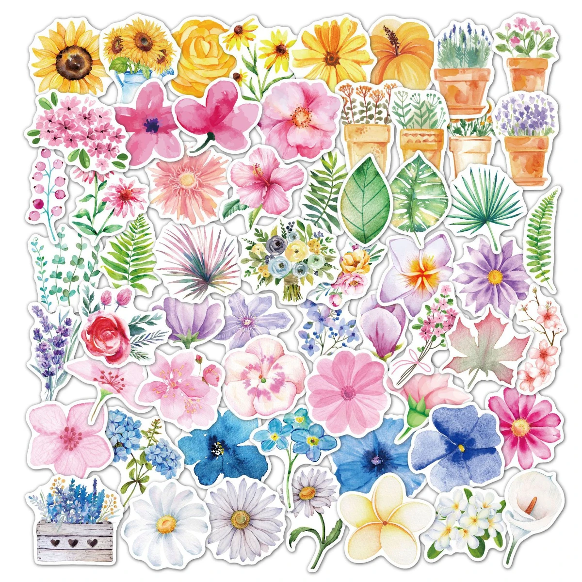 

10/30/50PCS Flower Plant Element Sticker Refrigerator Notebook Water Cup Skateboard Computer Waterproof Sticker