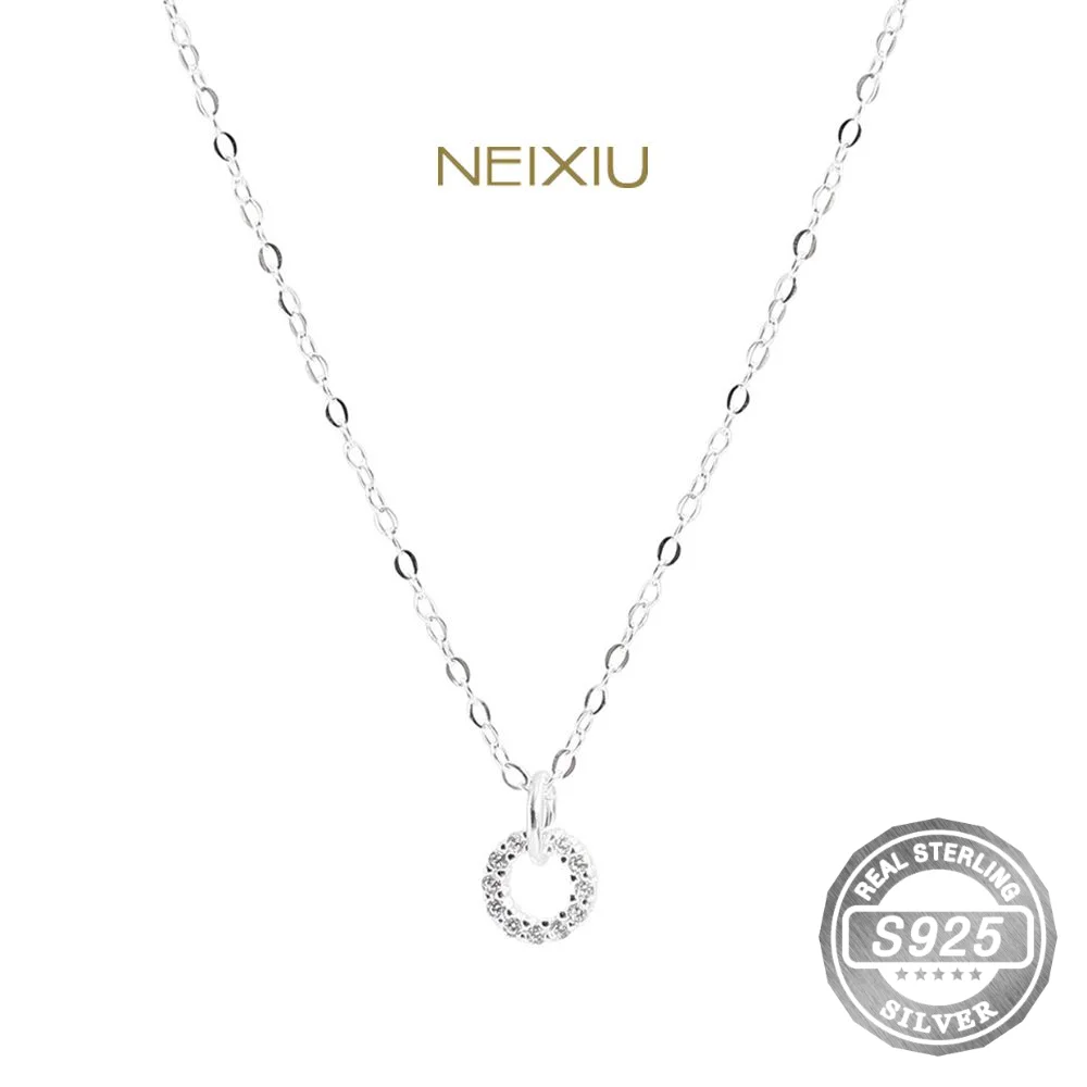 

Хит продаж, рождественская подвеска из двух колец серебряного цвета 925 с цирконом, женская простая цепочка до ключиц, свадебные украшения, оптовая продажа