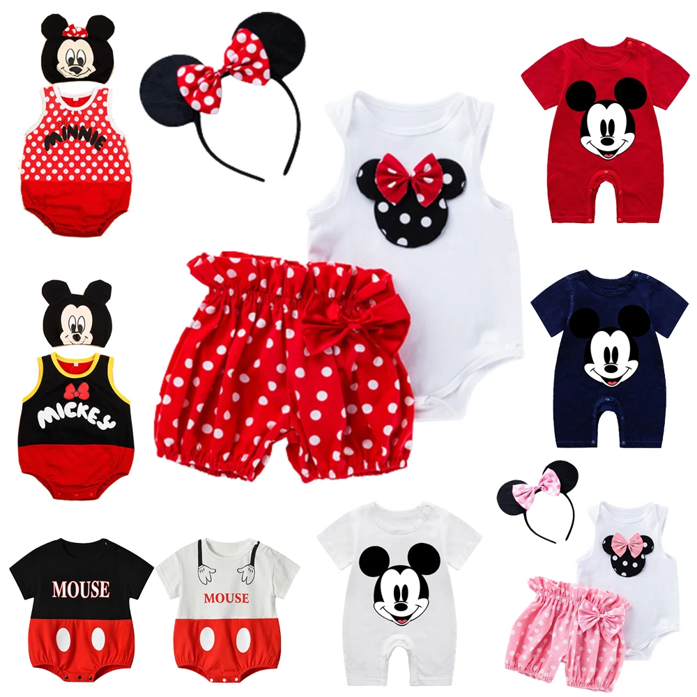 Комбинезон в горошек для новорожденных с принтом Минни Маус |