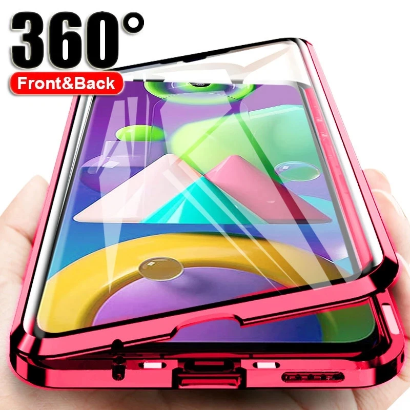 360 Full Protection Metal Magnetic Case For Realme C21Y C25Y C21 Double Sided Glass Adsorption Coque For Realme 8i 8 Pro Funda