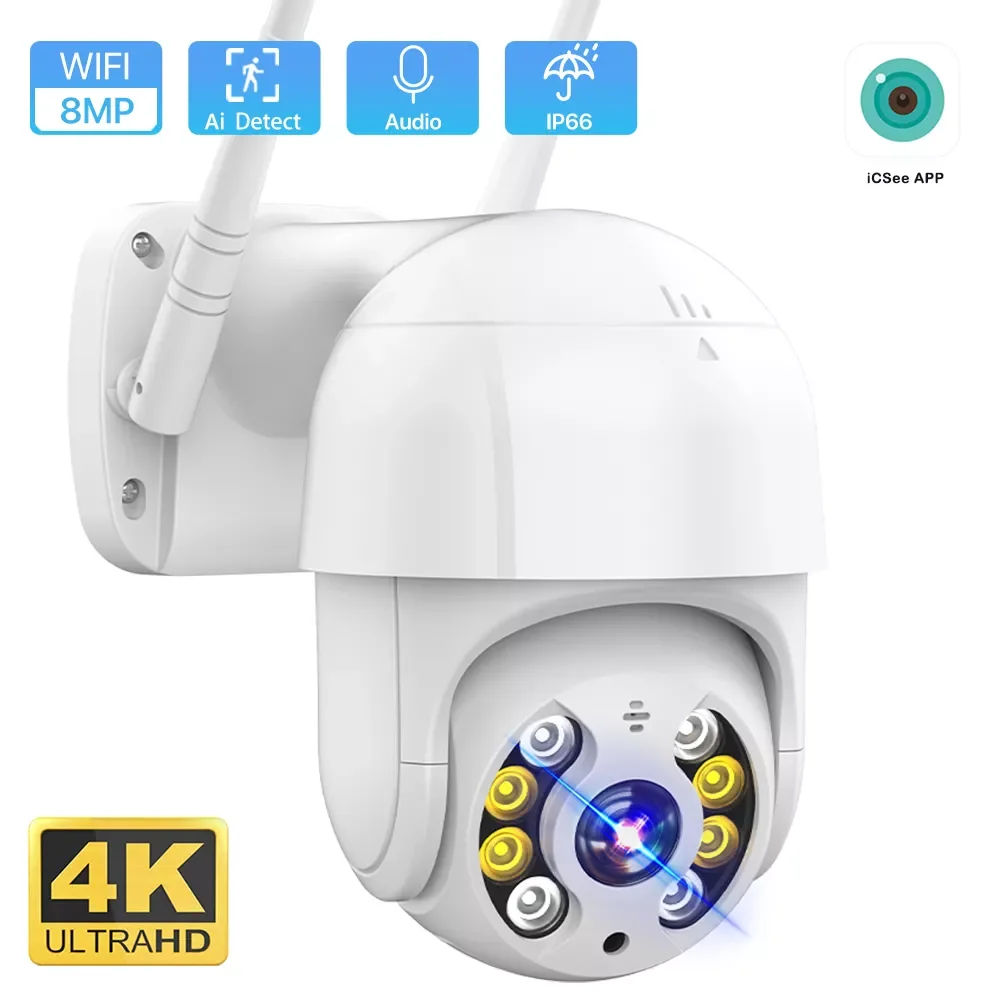

IP-камера наружная беспроводная, 4K, 8 Мп, Wi-Fi, PTZ, 5 Мп