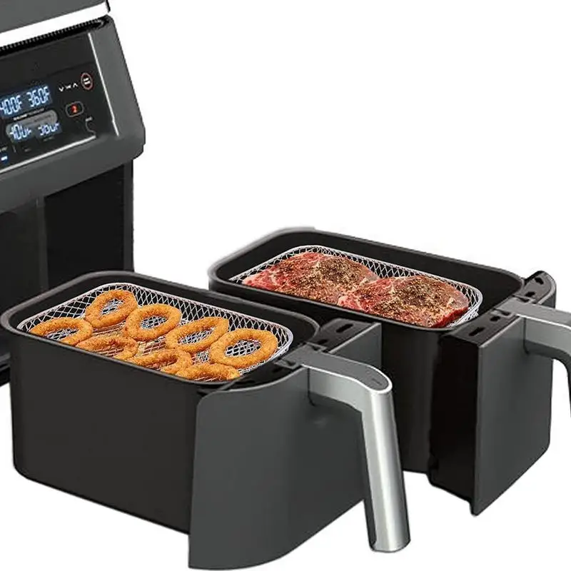 

Сетчатая корзина из нержавеющей стали, корзина для духовки и гриля, поднос для фритюрницы, набор из 9 предметов, трехэтажная корзина для духовки с зажимом и щеткой для масла