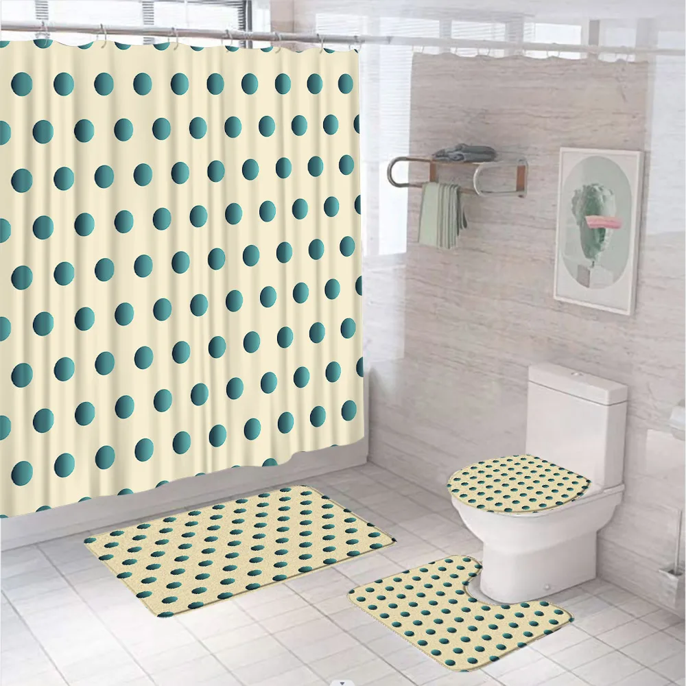 Soft Rug Bath Mat Lid Toilet Cover Carpet Modern Geometric Bathtub Screen