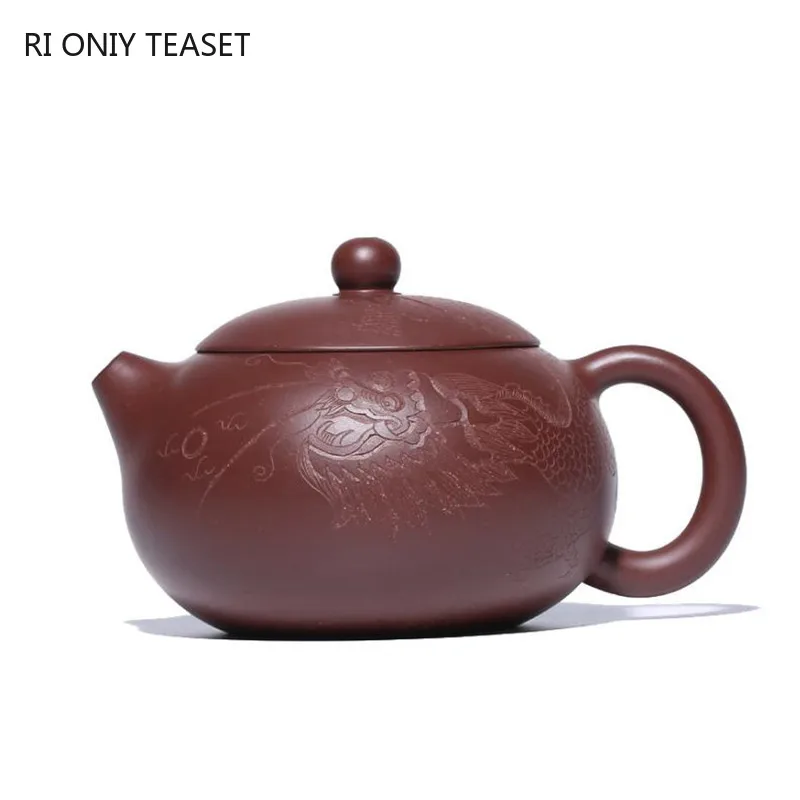 

300ml Authentic Yixing Purple Clay Teapots Master Hand-painted Dragon Pattern Xishi Tea Pot Beauty Kettle Chinese Zisha Tea Set
