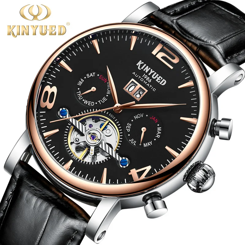 KINYUE's popular full-automatic multi-function mechanical hollow-out fashion men's wrist watch steampunk luxury watches