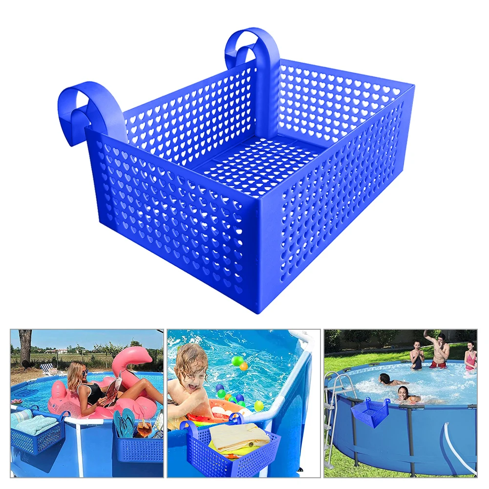 

Pool Storage Basket Plastic Mesh Basket Organizer For Framed Swimming Pools Hanging Storage Bin For Above-Ground Swimming Pools