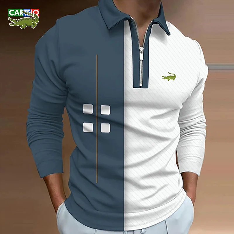 

Cartelo Men's Fashion Polo Shirts Zipper Men's Polo Shirts T-shirts Short Sleeve Shirts Casual Tops Stripe 2023 Summer Style