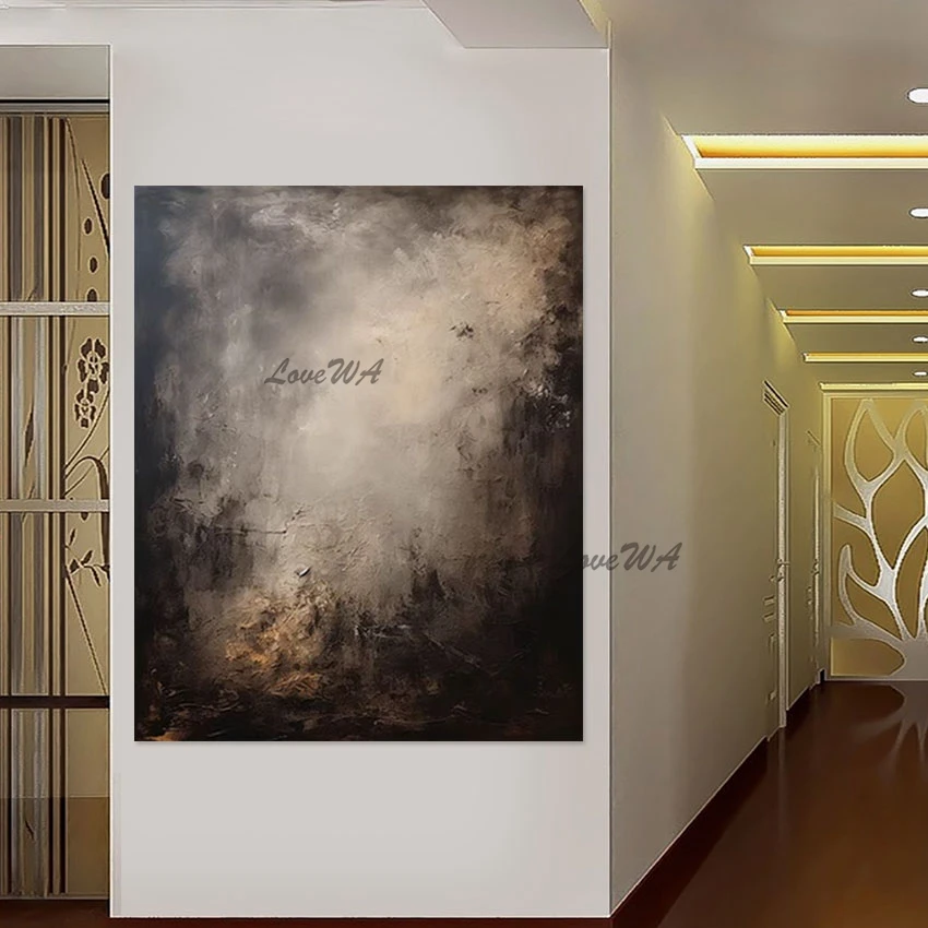 Темная простая абстрактная акриловая живопись современная толстая текстура