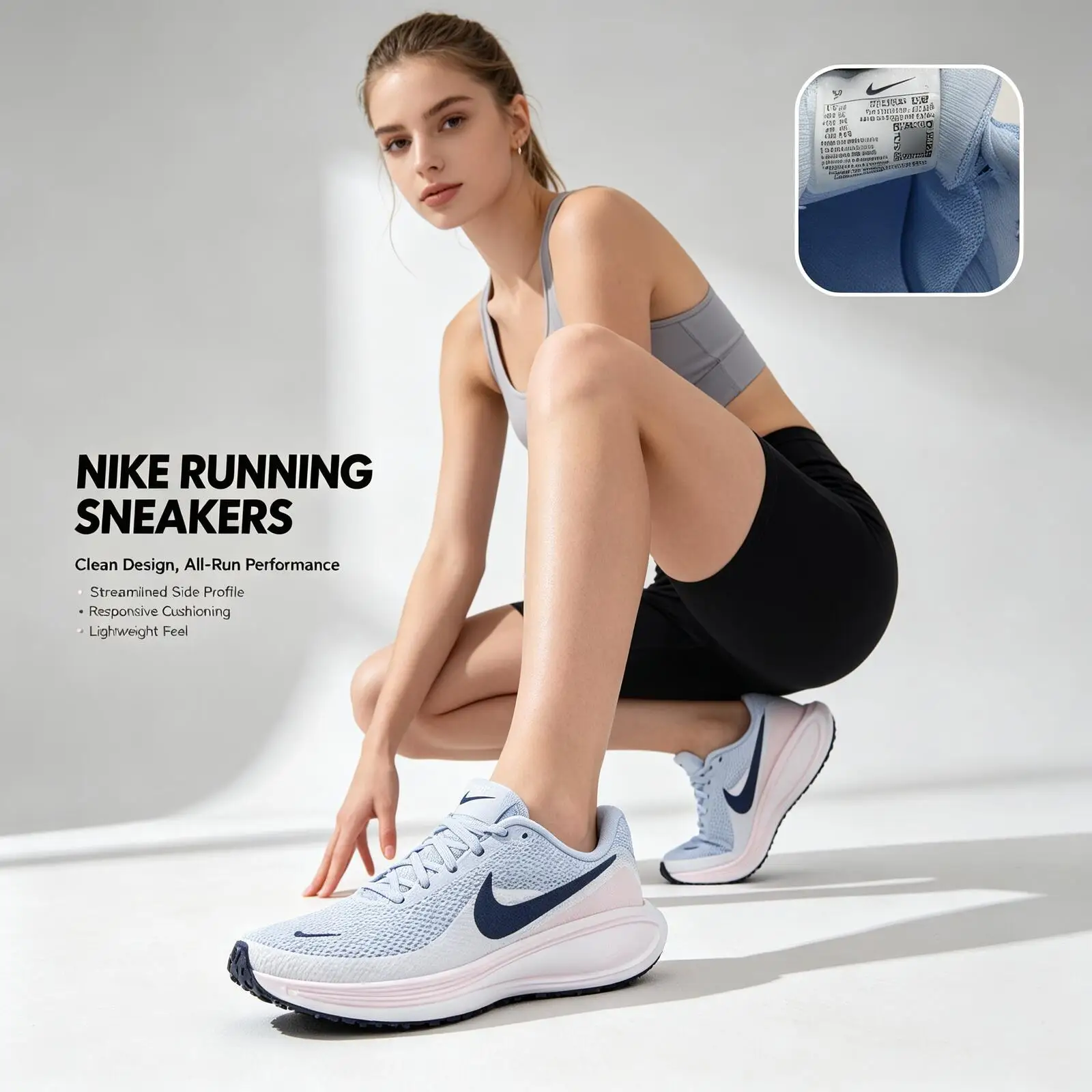 Фото Кроссовки Nike 2026: Новые Оригинальные Женские Беговые Кроссовки Бело-Сине-Розовые с Дышащей Сеткой, Амортизирующей Промежуточной Подошвой и Прочной Нескользящей Подошвой №5