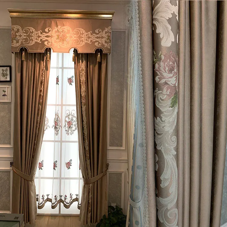 

European-style High-precision Curtains Living Room Bedroom Blackout Curtains High-end Villa Jacquard Curtain Finished Products