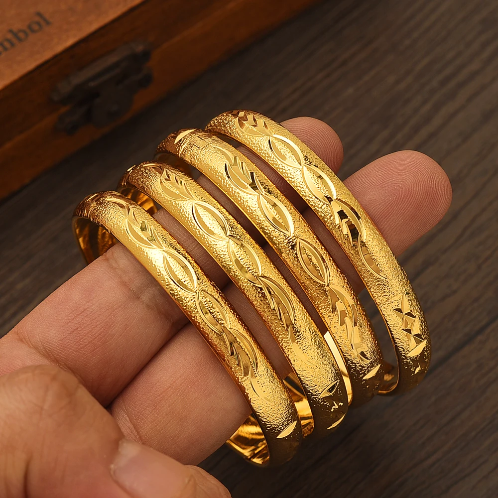 

24K Openable Gold Bangle for Women Gold Dubai Bridal Wedding Ethiopian Bracelet Africa Arab Jewelry Gold Charm Gift
