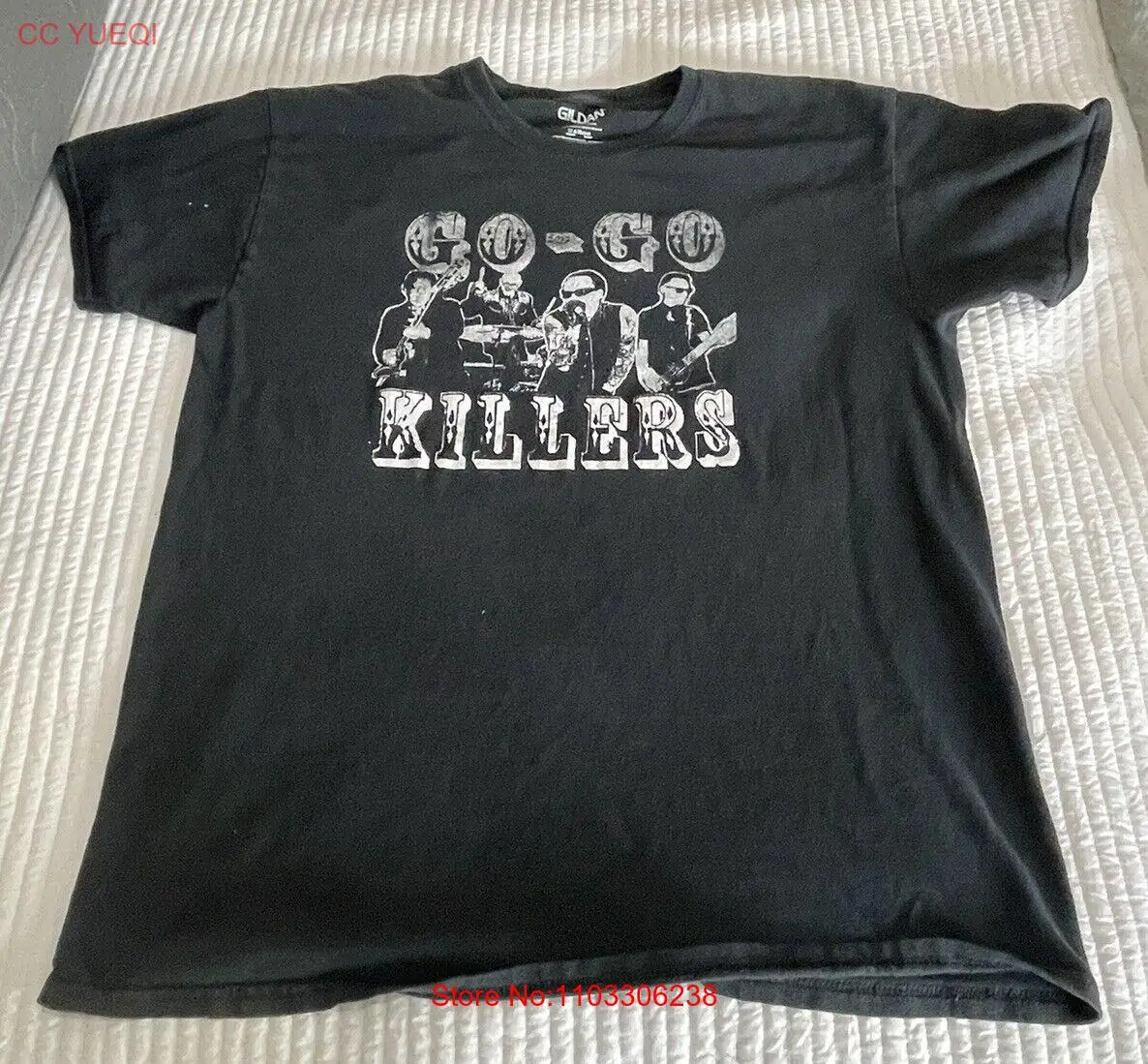 Большая черная футболка с принтом психобилли в стиле панк-рок