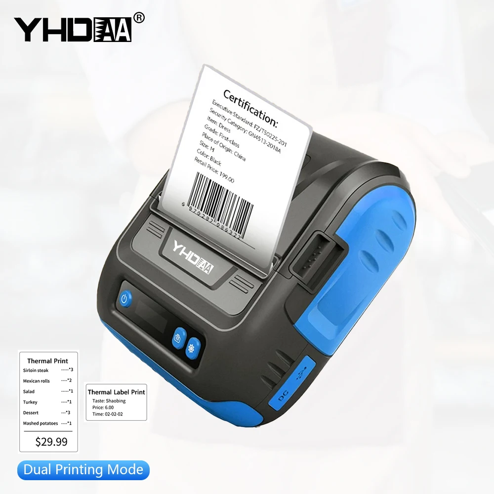 80-миллиметровый термопринтер штрих-кодов Принтер для купюр и наклеек с синим