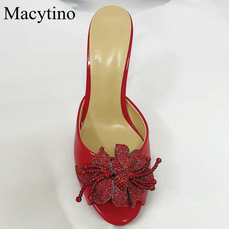 Flowers Gypsophila Design Ladies High Heel Slippers Round Toe Stiletto High Heel Fashion Party High Heel Slippers