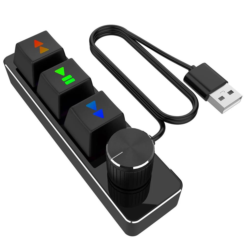 

Механическая клавиатура с 3 клавишами, 1 ручка, эргономичная Rgb клавиатура с ручками под заказ, программируемая игровая клавиатура с красным ...